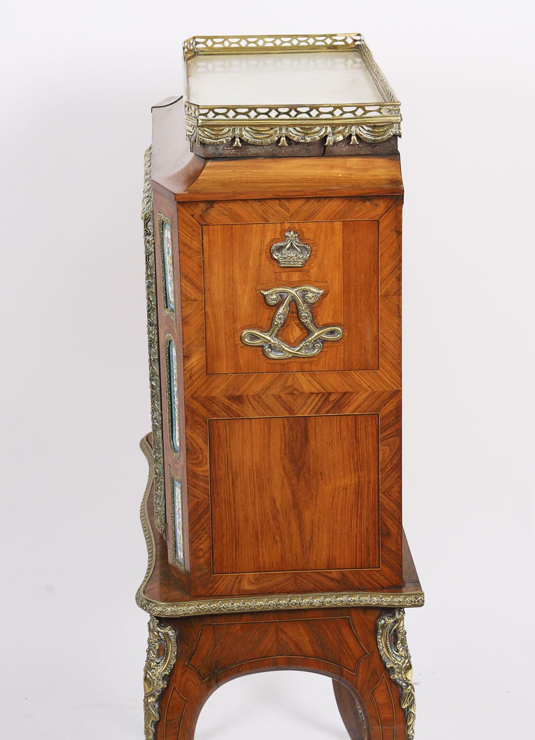 Antique French Kingwood Ormolu Pier Cabinet Sevres Plaques 19th Century photo vintage
