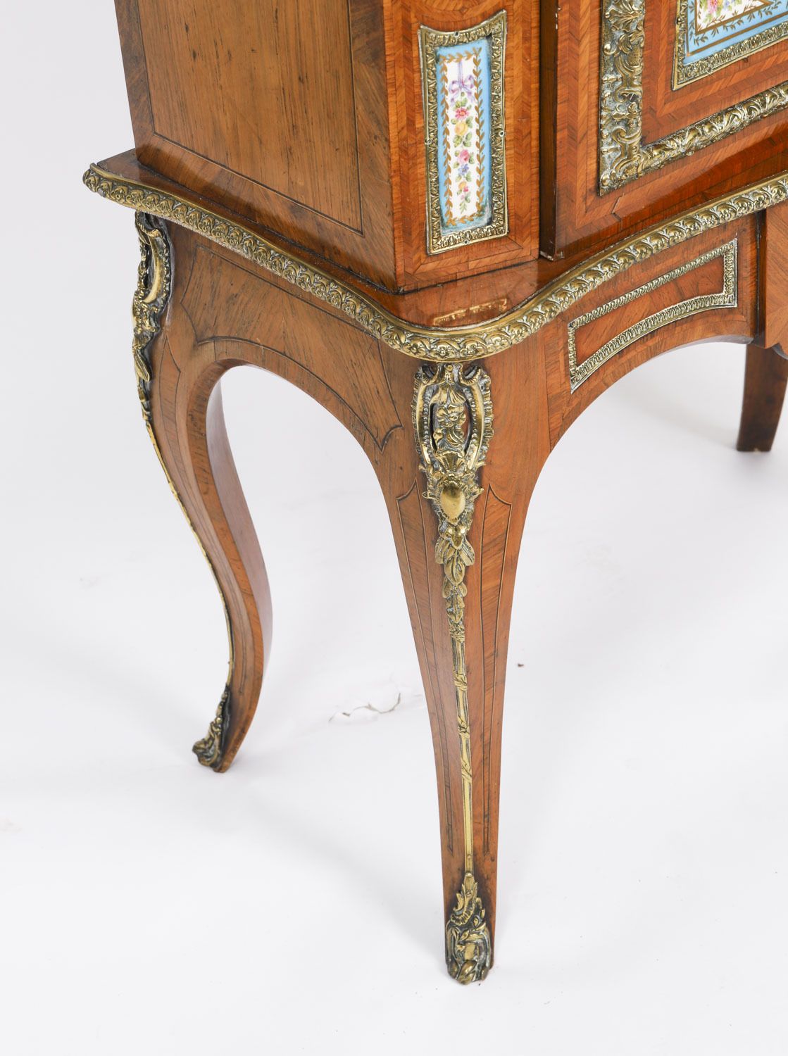 4750.0 Antique French Kingwood Ormolu Pier Cabinet Sevres Plaques 19th Century photo