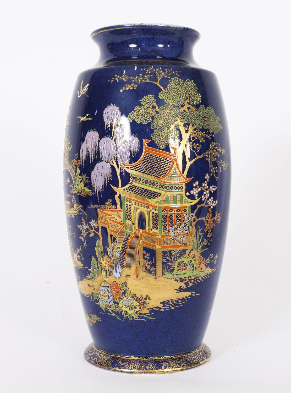 Antique Pair Carlton Ware Cobalt Blue Porcelain Vases Circa 1920 photo furniture