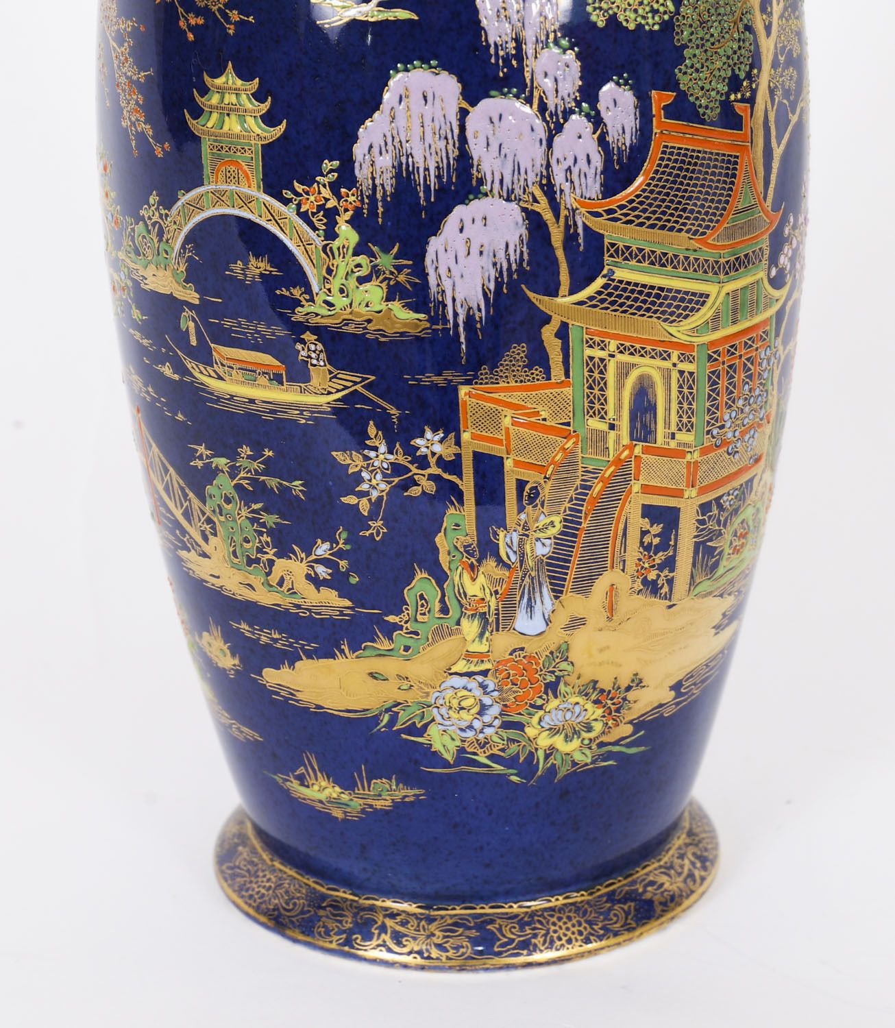 Antique Pair Carlton Ware Cobalt Blue Porcelain Vases Circa 1920 photo buy