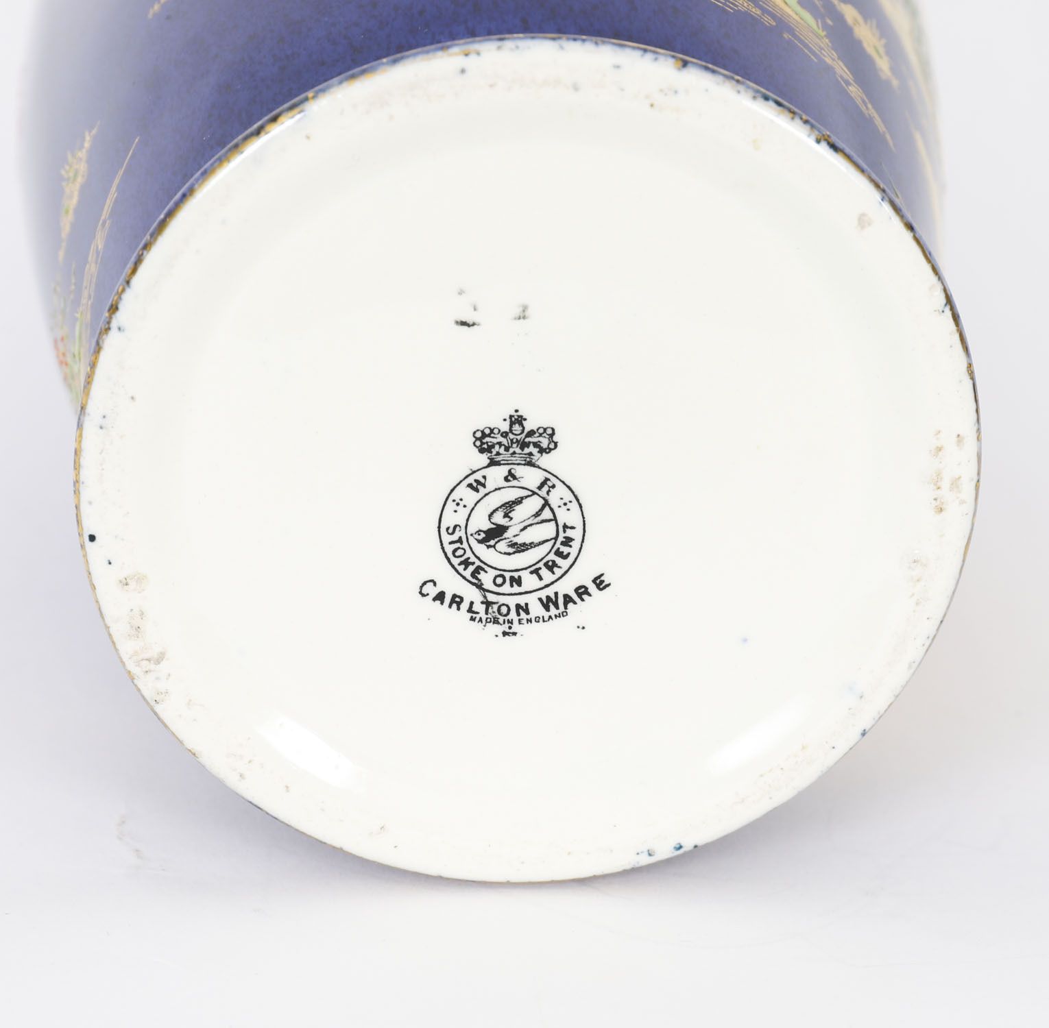 photo vintage Antique Pair Carlton Ware Cobalt Blue Porcelain Vases Circa 1920