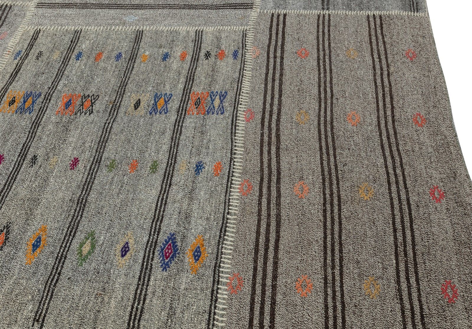 10.2x15.3 Ft Adjustable Vintage Gray Kilim, Cotton & Goat Hair Rug, Large Carpet photo buy