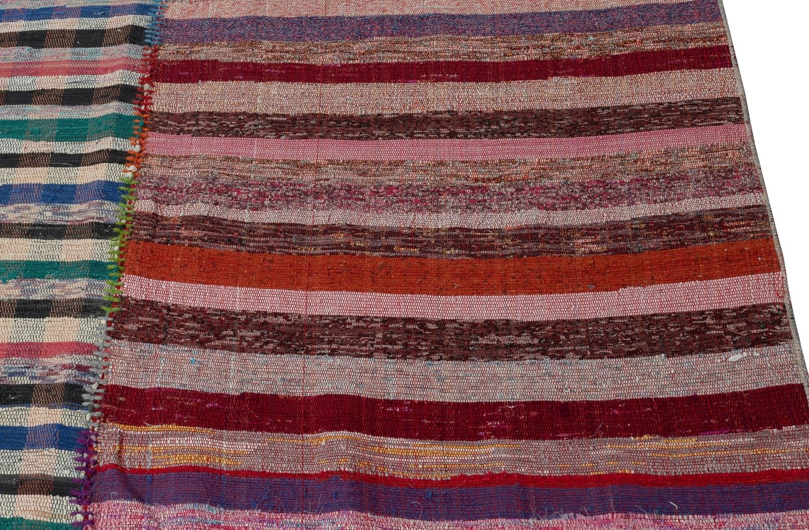 11.2x18 Ft Adjustable Oversize Rag Rug, Vintage Handmade Cotton Kilim Carpet photo vinterior