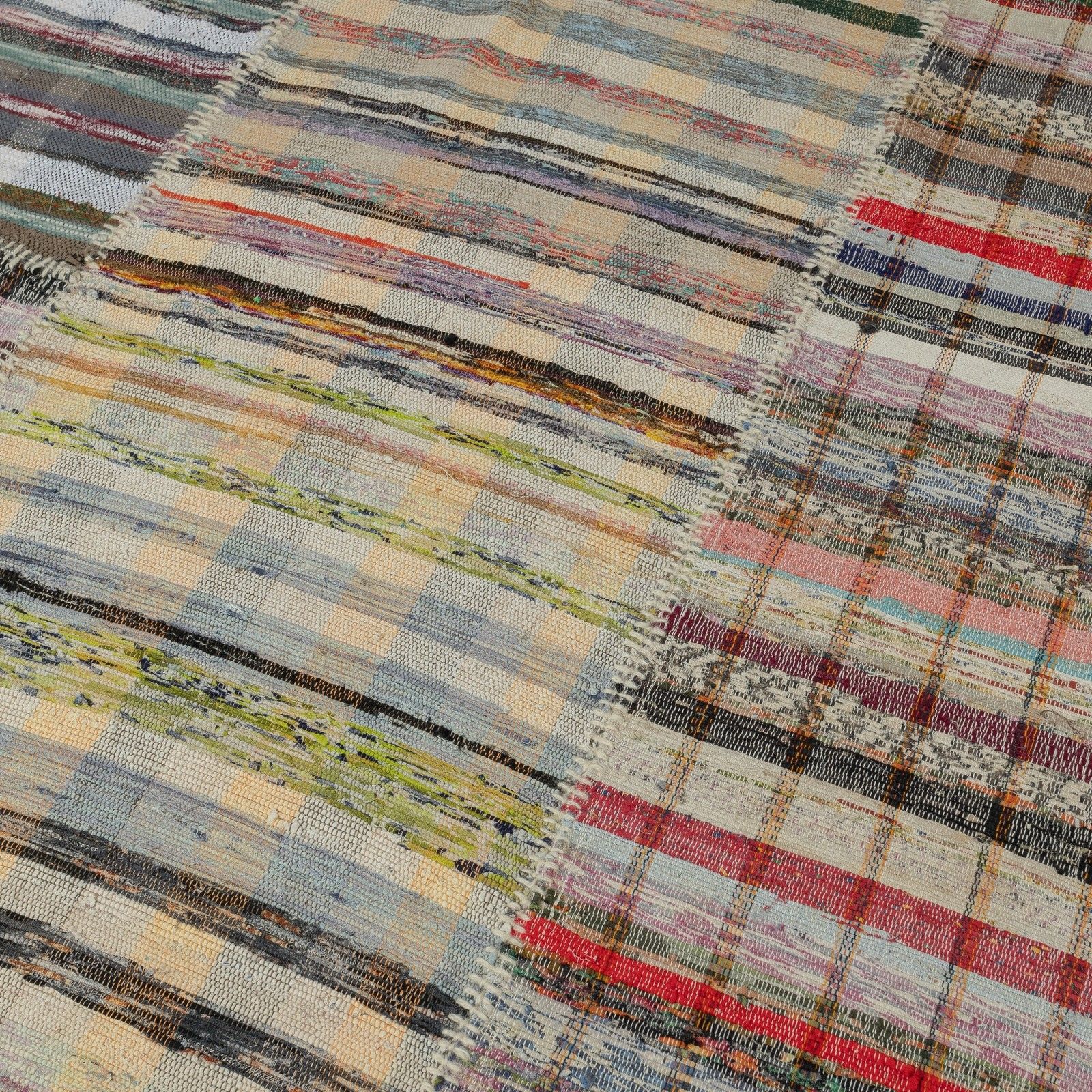 12.8x18 Ft Adjustable Vintage Oversize Rag Rug, Handmade Striped Kilim Carpet photo 3453.0