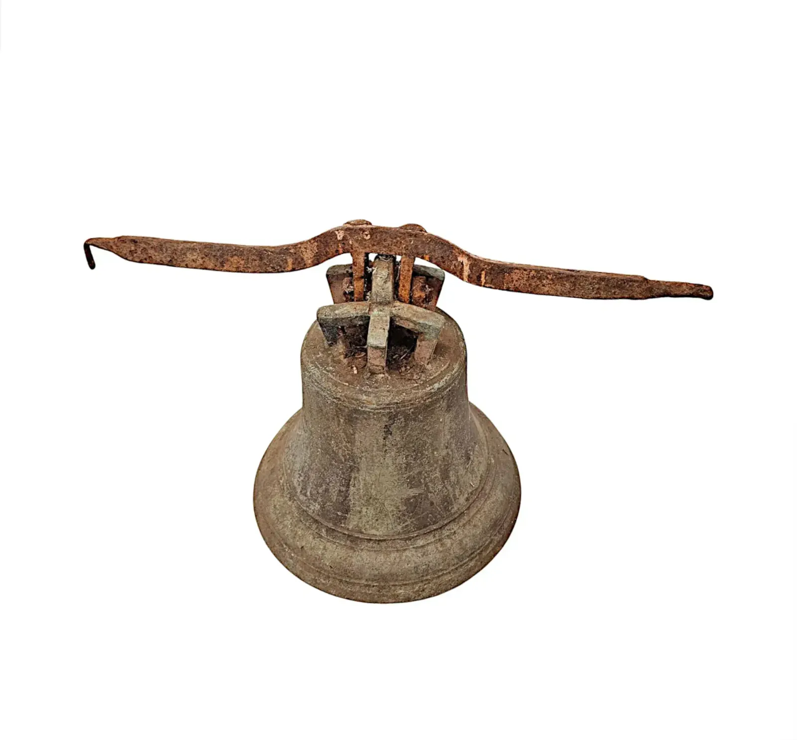 A Very Rare 19th Century Bronze Tower Bell Mounted On Original Hanging Bracket photo Home Fixtures