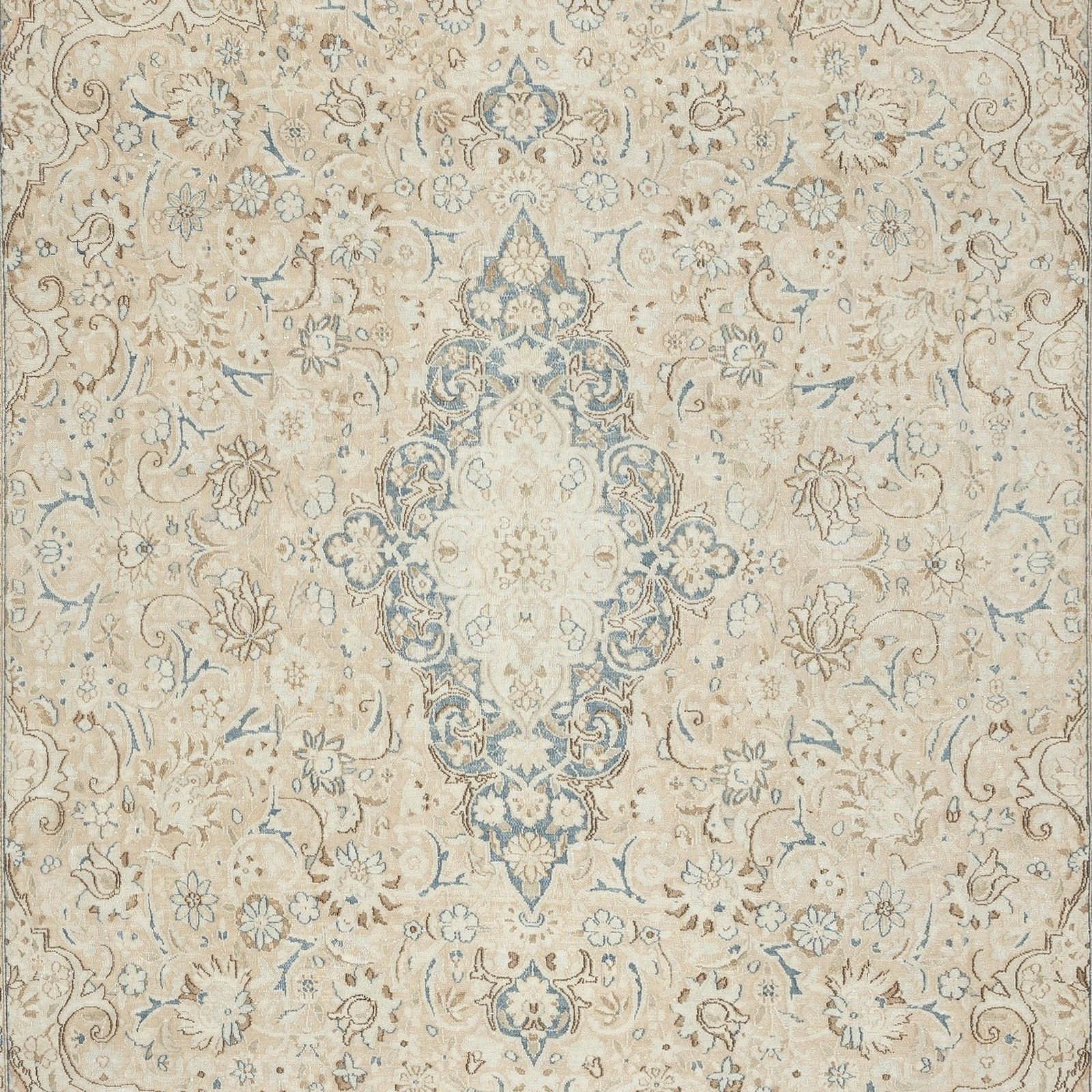 9x12.2 Ft One Of A Kind Vintage Turkish Area Rug, Handknotted Beige Large Carpet photo 2587.0