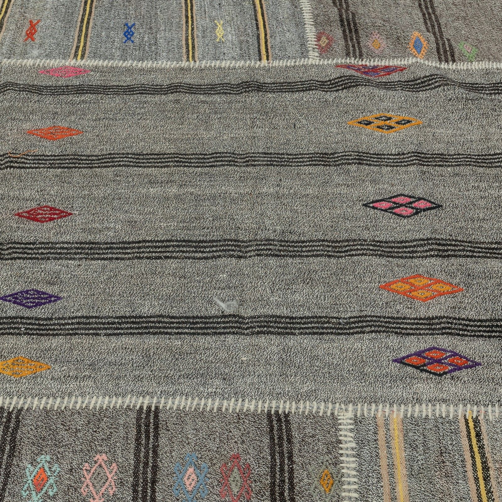 12.4x20.7 Ft Adjustable Vintage Oversize Kilim, Gray Flat Weave Rug Carpet photo for sale