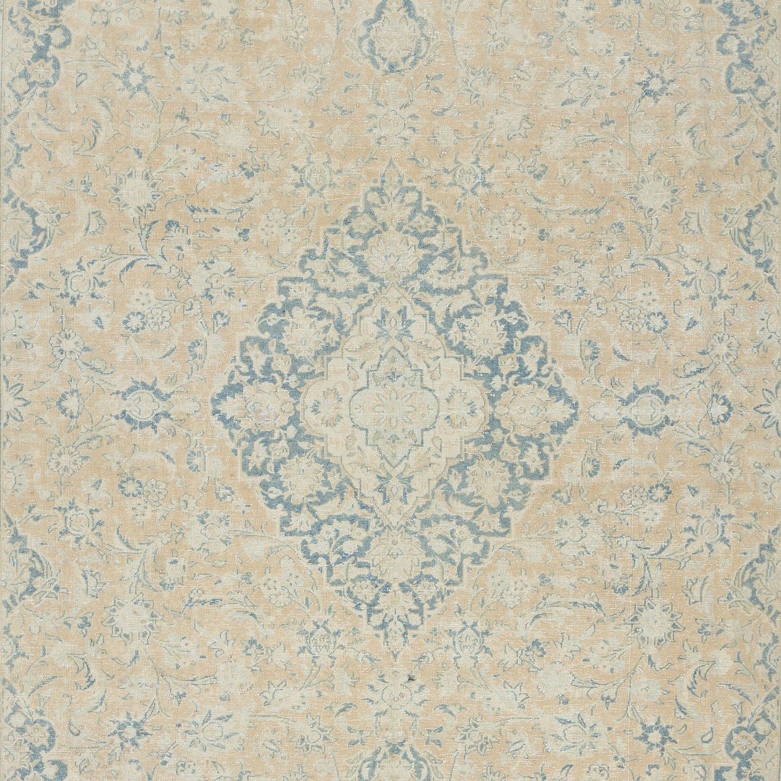 7.6x10.5 Ft One Of A Kind Handmade Turkish Area Rug, Vintage Beige Large Carpet photo vinterior