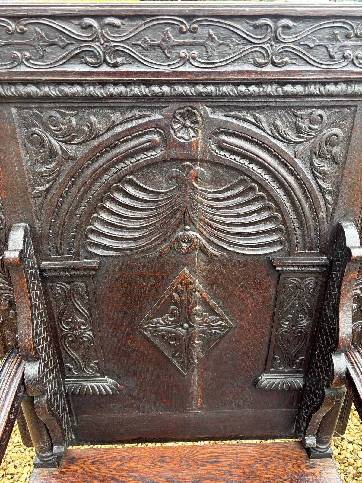 photo for sale Antique Monks Metamorphic Bench Table Chair Multifunctional English Carved Oak