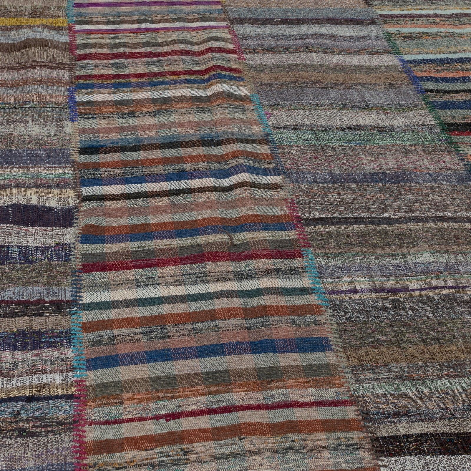 12.5x18.3 Ft Adjustable Vintage Oversize Kilim, Handmade Rag Rug, Cotton Carpet photo Textiles