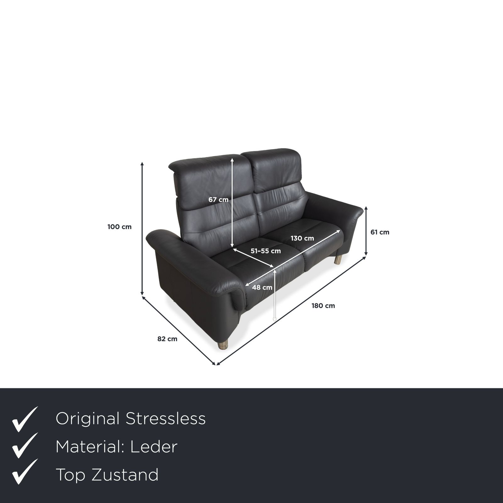 Canapé 2 places Stressless Como en cuir vert photo furniture