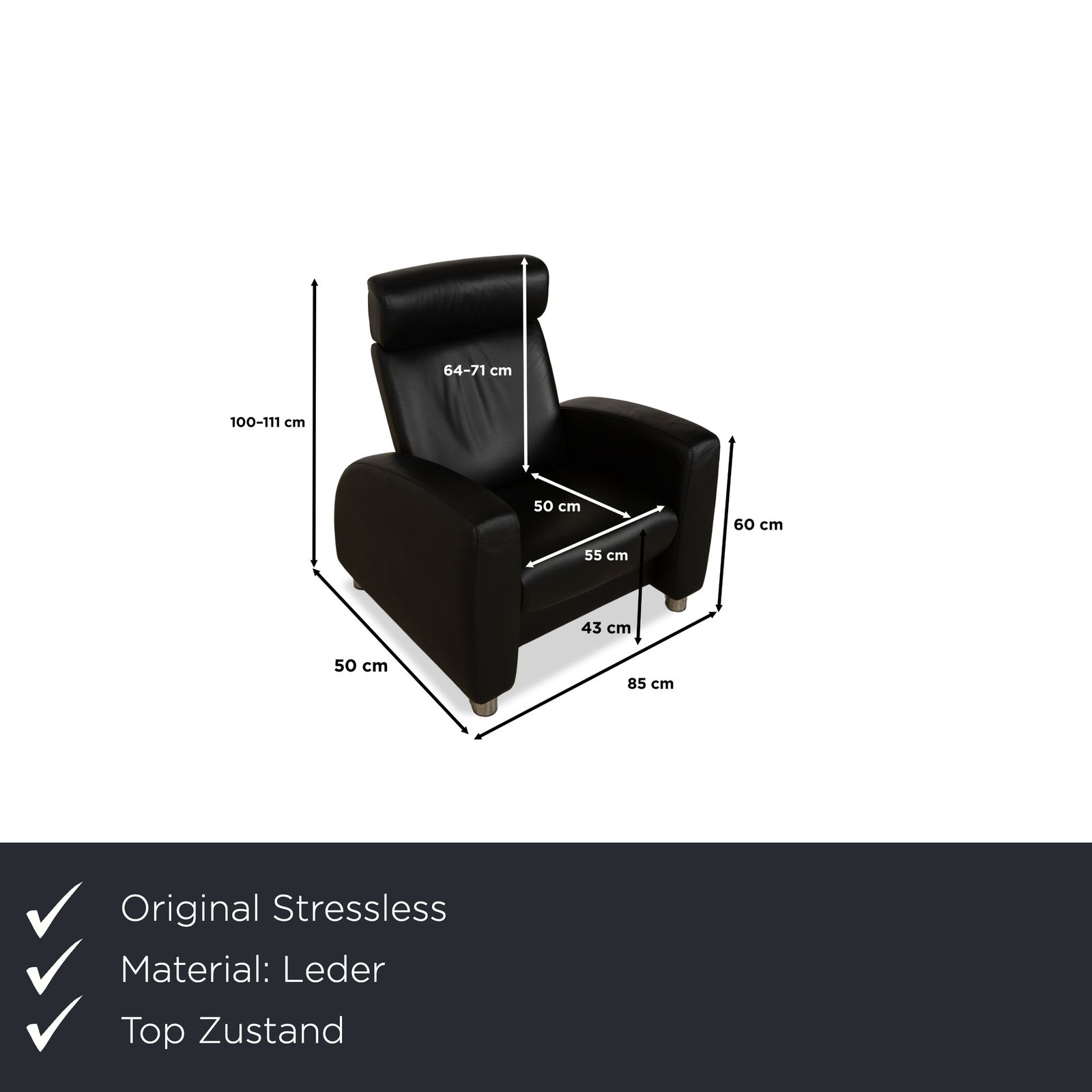 Stressless Arion Leather Armchair Black Manual Function photo furniture