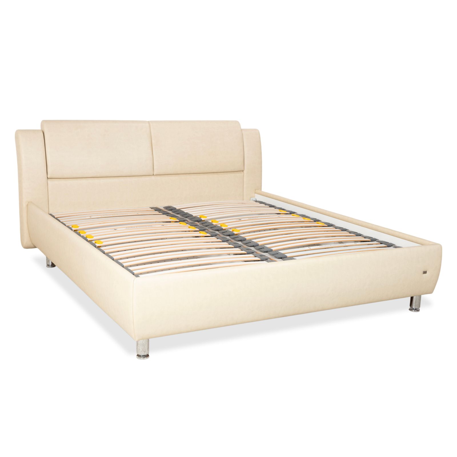 Lit Ruf Loftline en simili-cuir, beige/crème, 180 x 200 cm