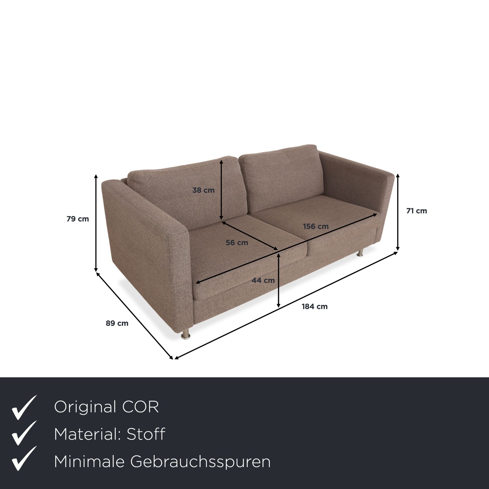 Canapé 2 places Cor Conseta en tissu gris brun photo furniture