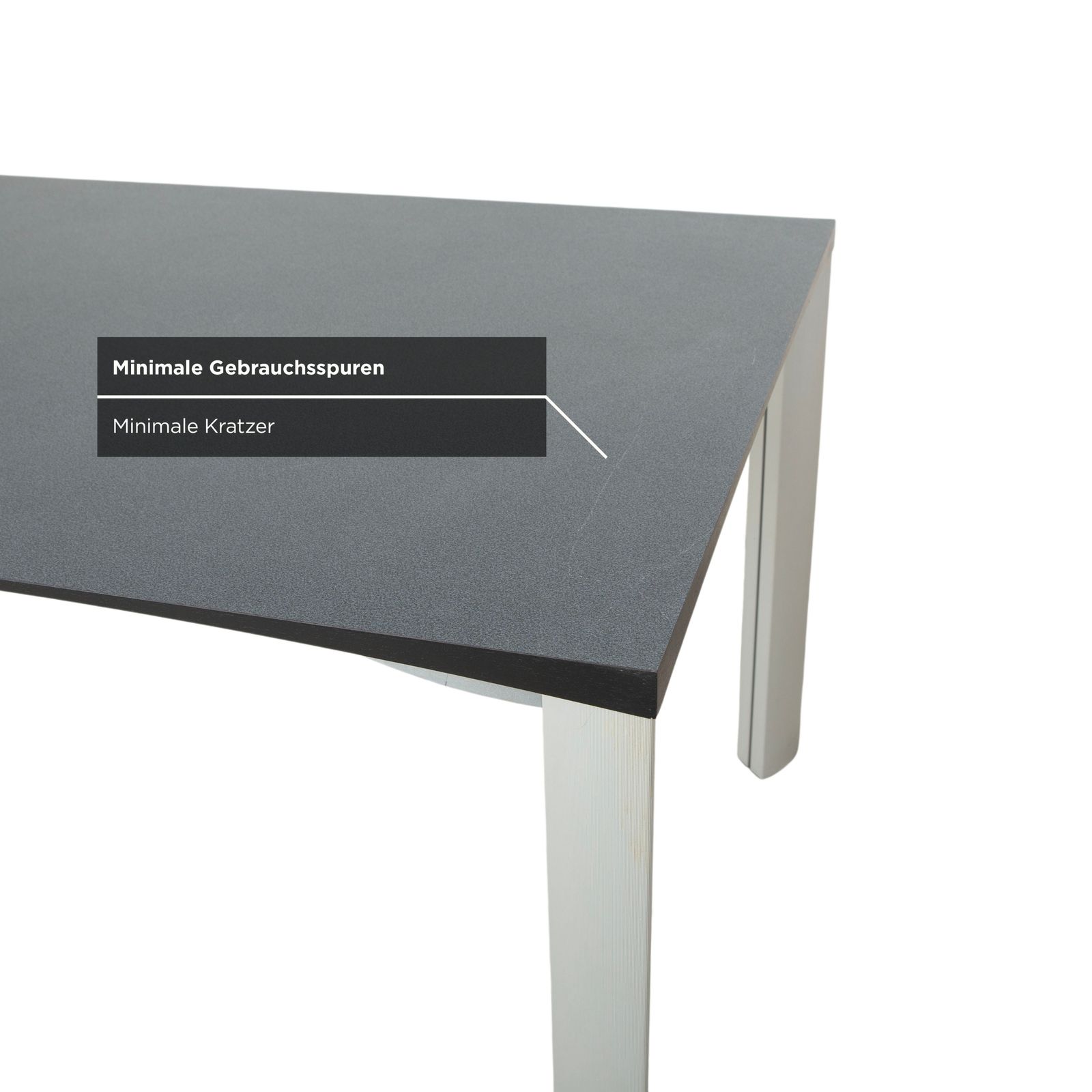 Table à manger Rosenthal, gris foncé, pieds argentés, 180 x 90 cm photo vinterior