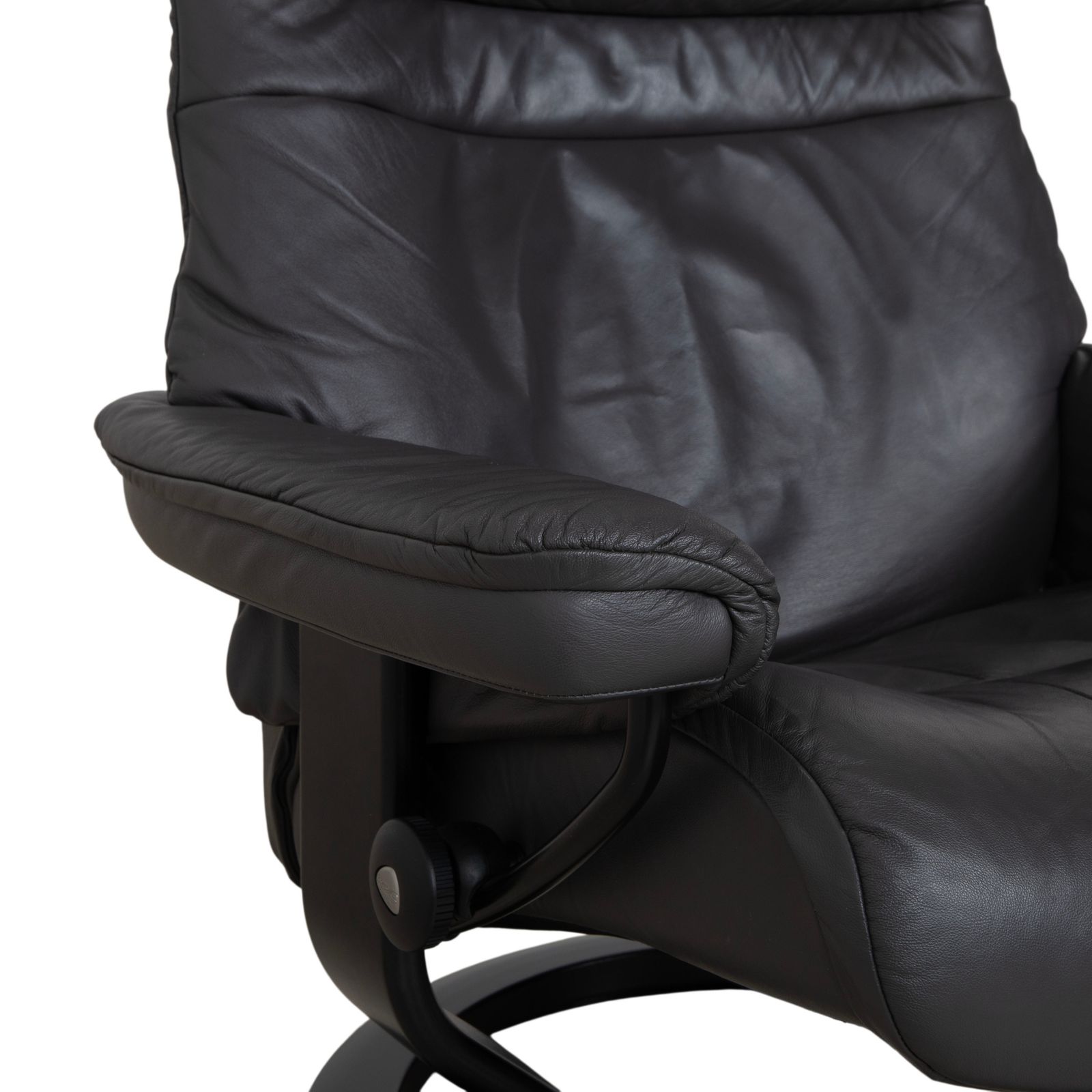 Fauteuil relax Stressless Sunrise en cuir gris foncé anthracite graphite, fonction manuelle photo vintage