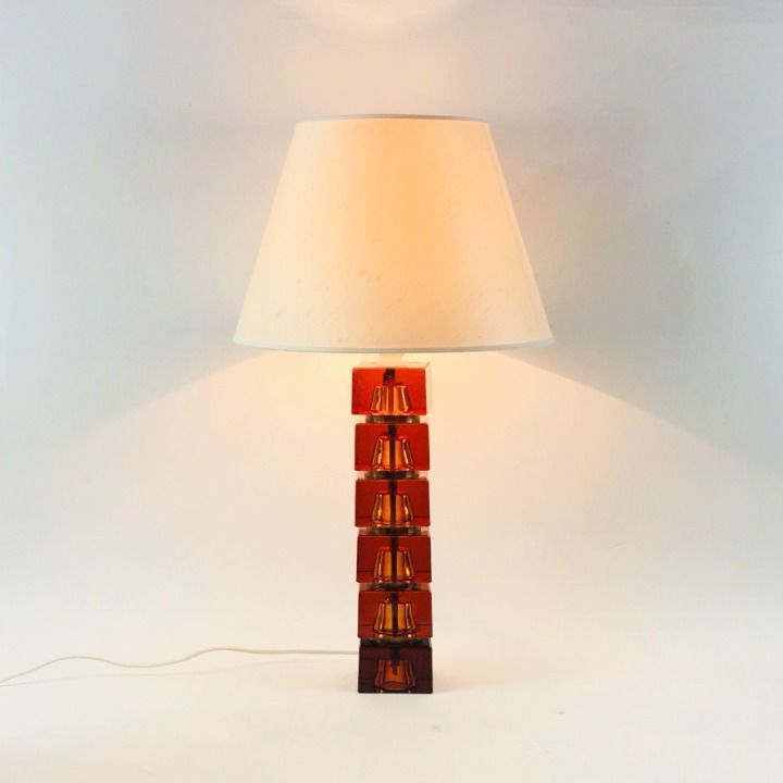 Grote Mid Century Scandinavische Kunstglas  En Messing Tafellamp Van Carl Fagerlund Voor Orrefors, Zweden, Jaren 1960 photo vinterior