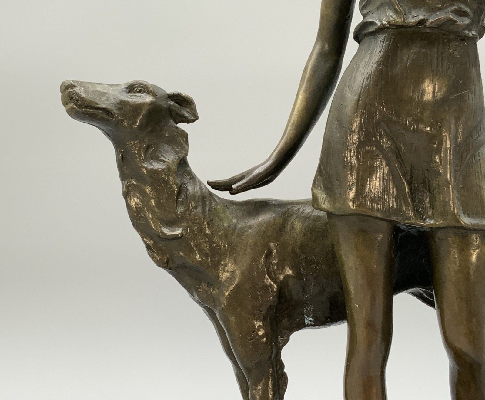 photo for sale Bronze Statue Huntress And Greyhound French Contemporary Figural Antique Style