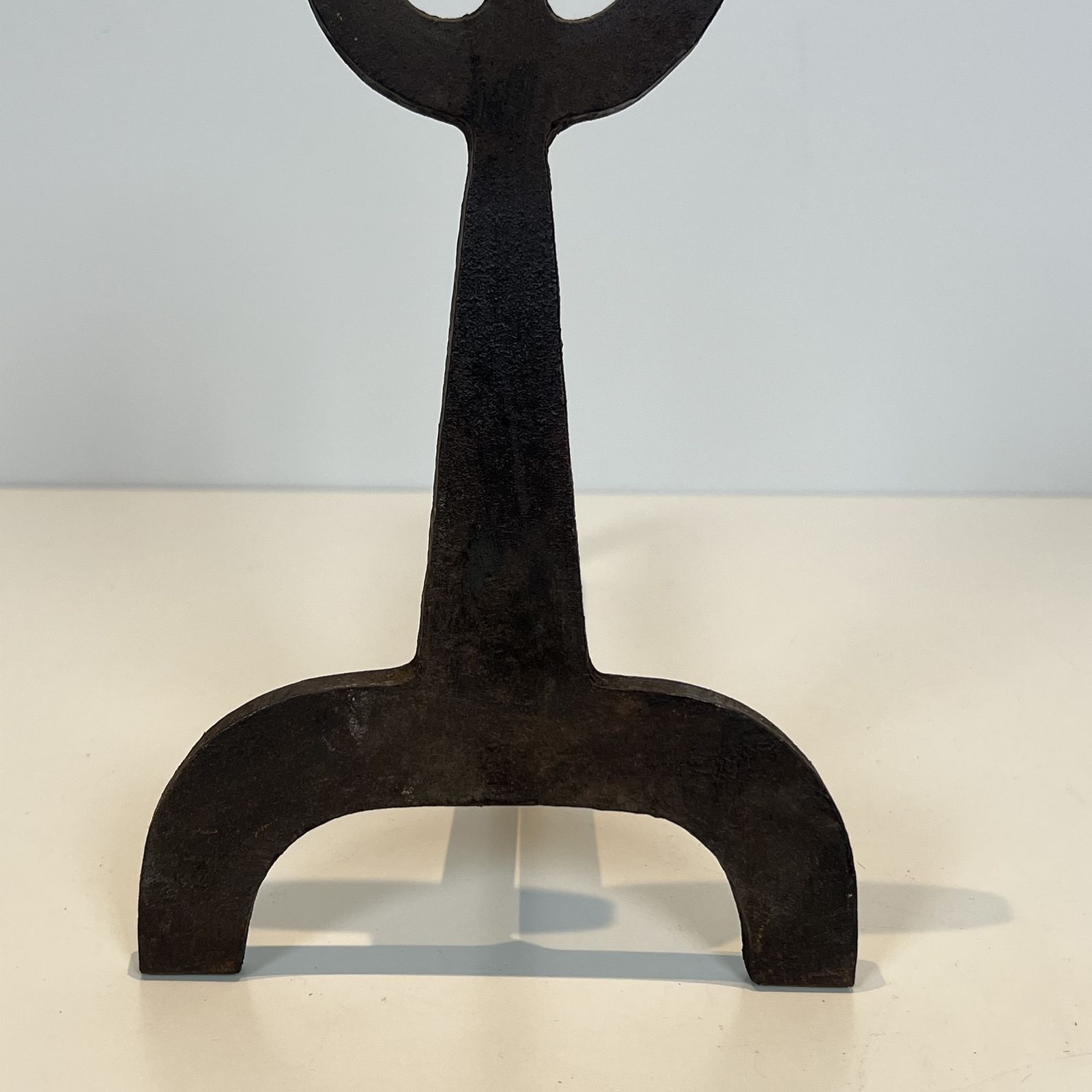 photo for sale Pair Of Modernist Wrought Iron Andirons