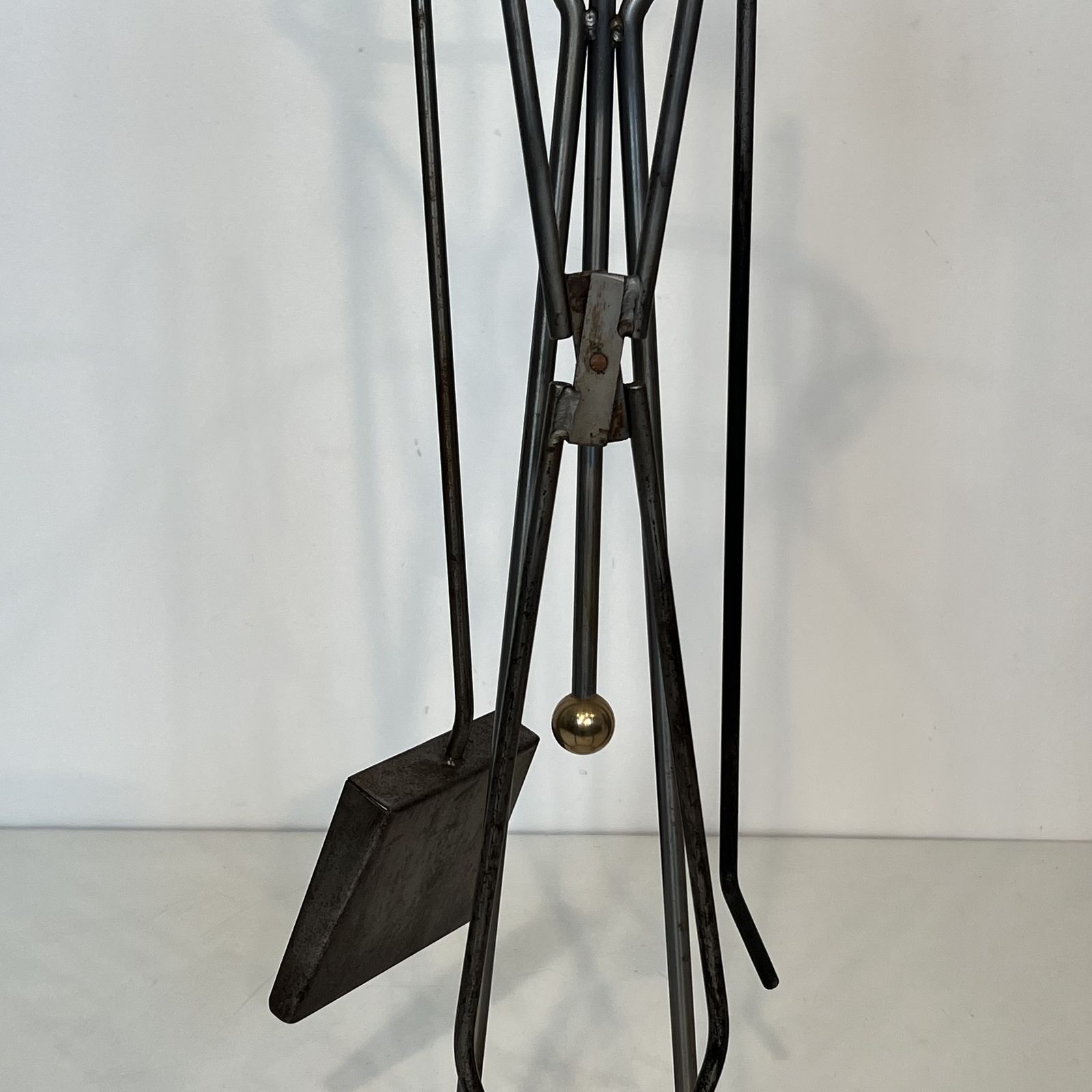 Fire Set In Brushed Steel And Brass photo buy