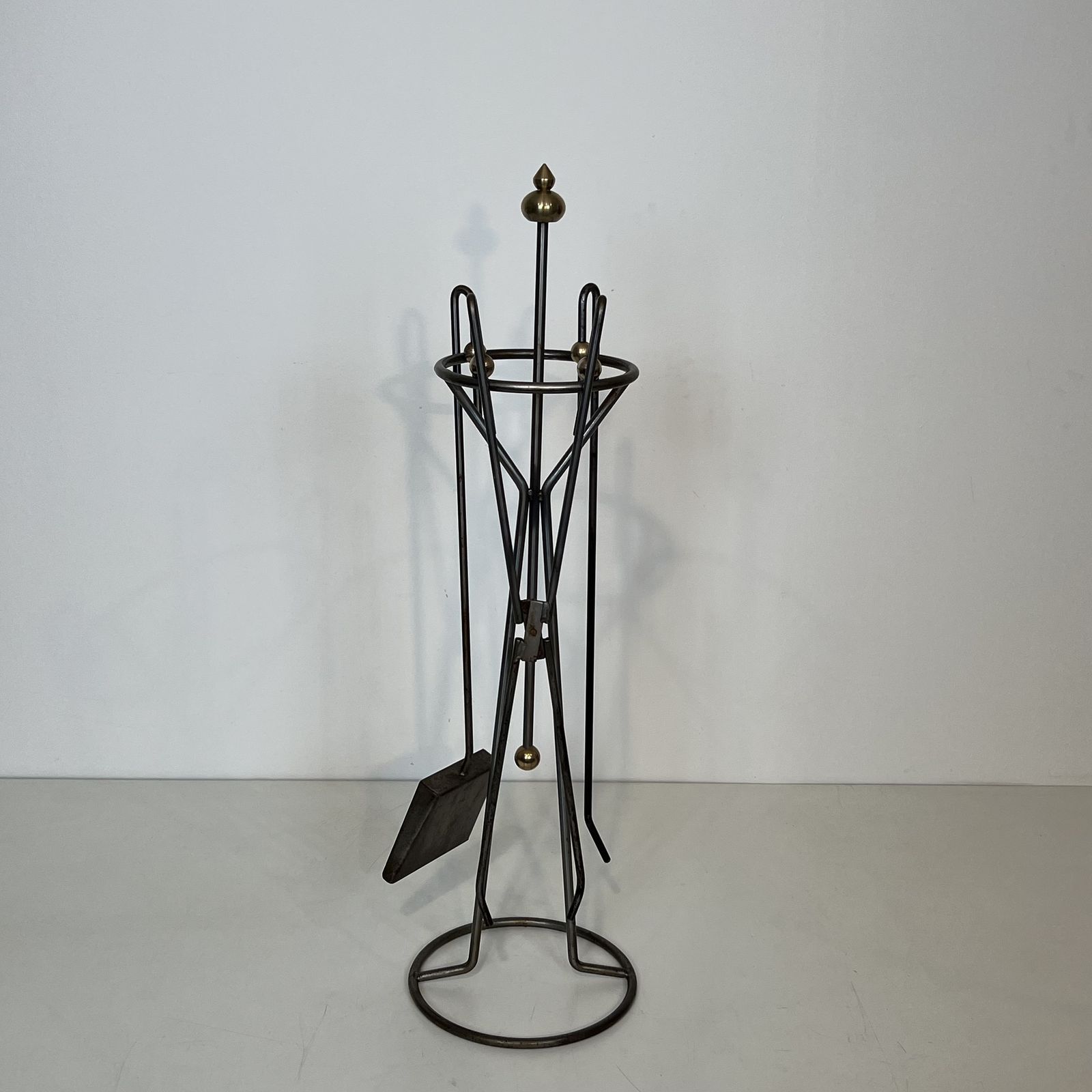 Home Fixtures Fire Set In Brushed Steel And Brass photo