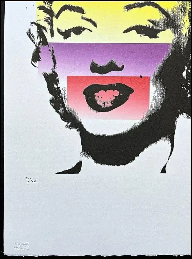 After Andy Warhol, Marilyn Monroe In Pastel Stripes, 1980s, Lithograph photo furniture