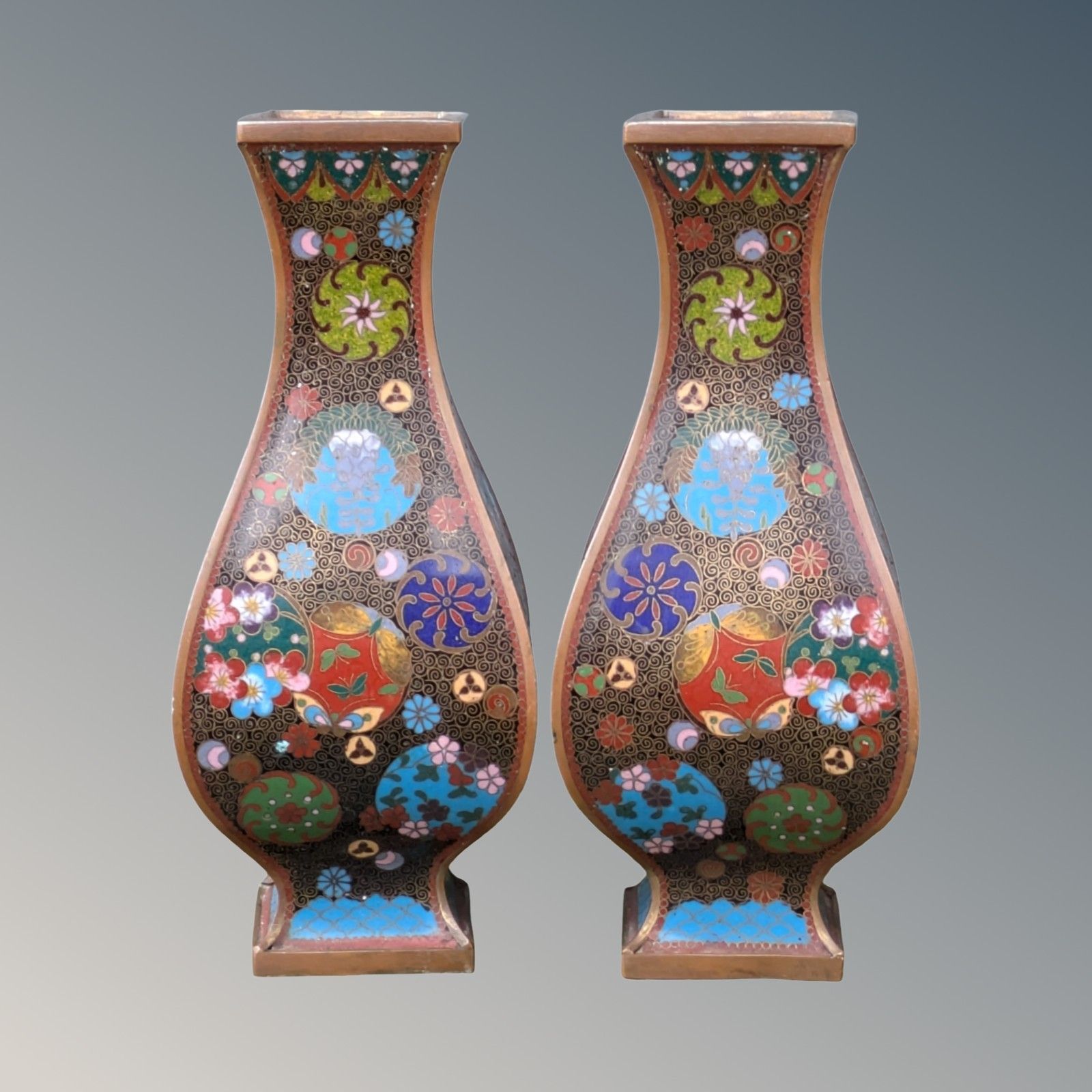 Good Quality Pair Of Chinese Cloisonne Vases Qing Period photo Home Decor