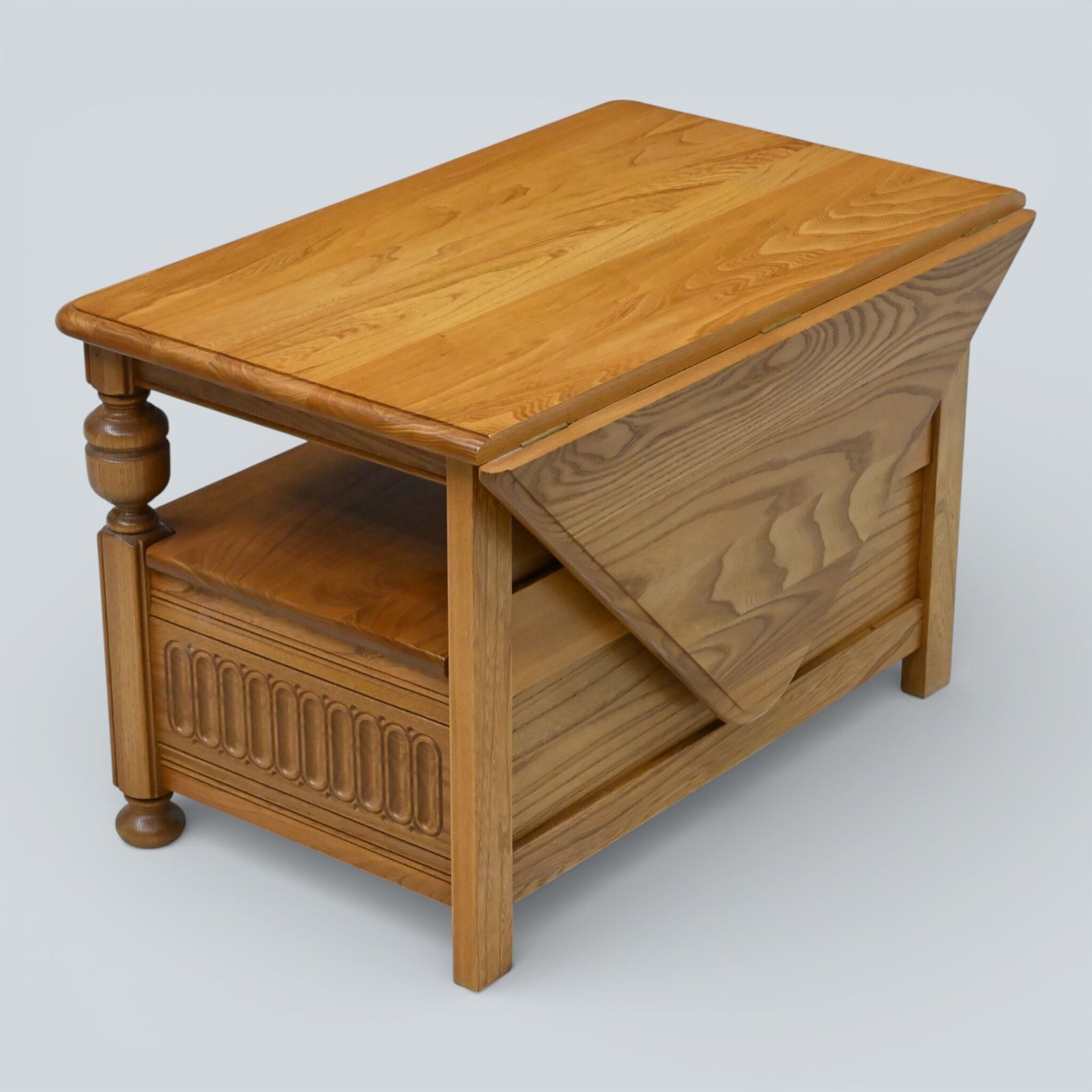Ercol Tv Stand Video Cabinet Back Flap For Corner Use Light Finish Free Delivery photo vinterior