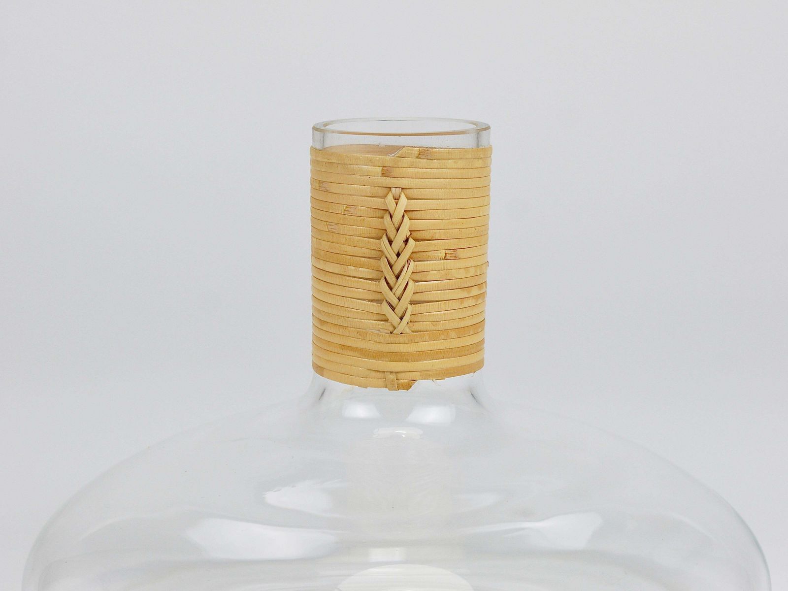 Carl Aubock Vase Decanter "Tuberkulinkolben" Raffia Wicker Top, Austria, 1950s photo Home Decor
