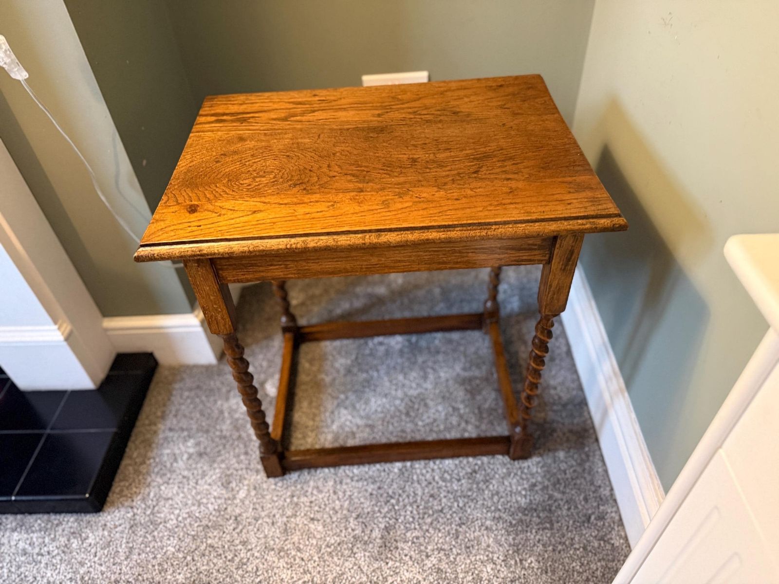 Antique Side Table With Barley Twist Legs. Victorian Oak Occasional Table photo buy