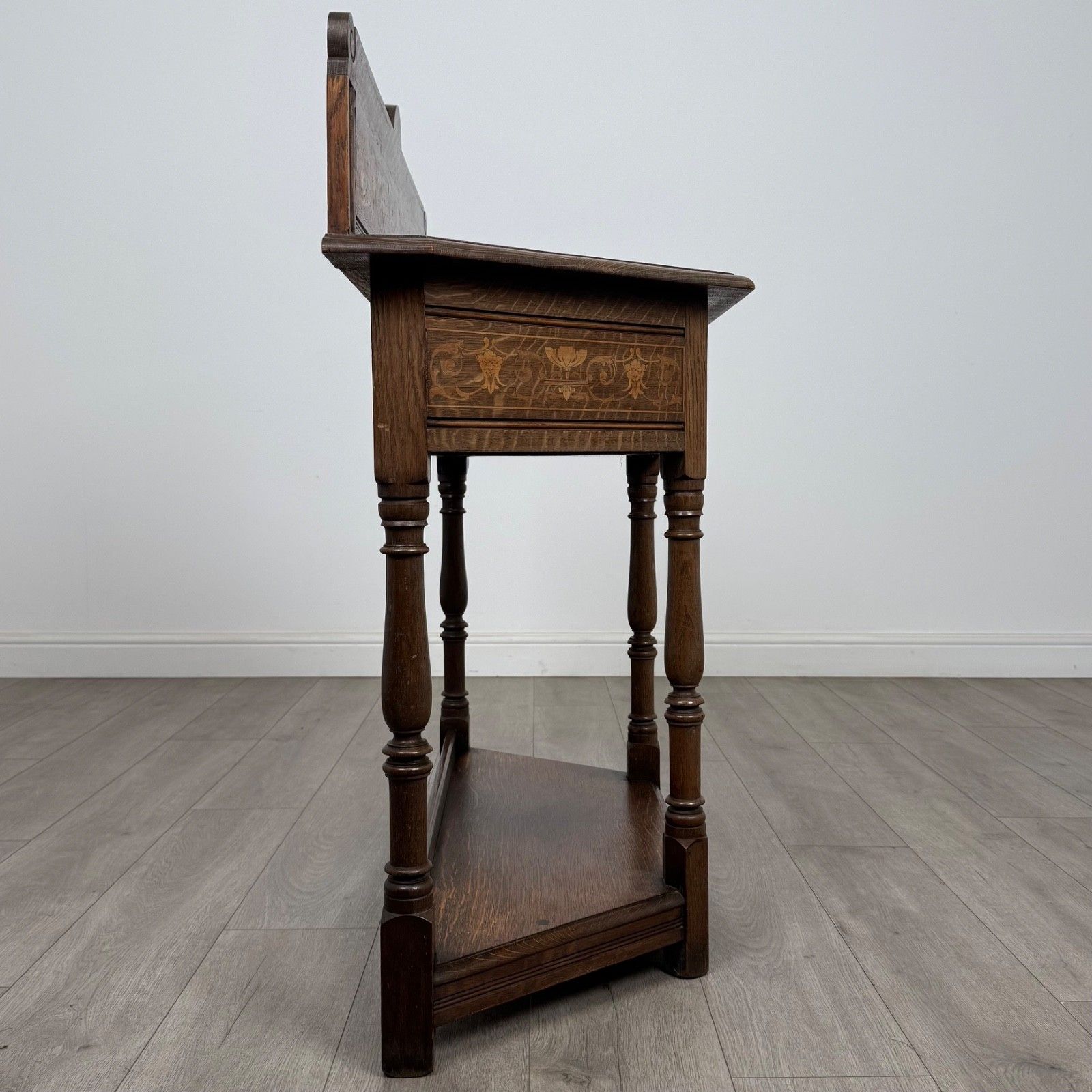Antique 19th Century Fine Quality Inlaid Side Table In Oak photo 685.0