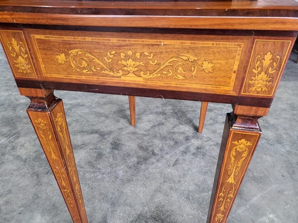 Sheraton Revival Antique Inlaid Writing Desk Drawer Table photo vinterior