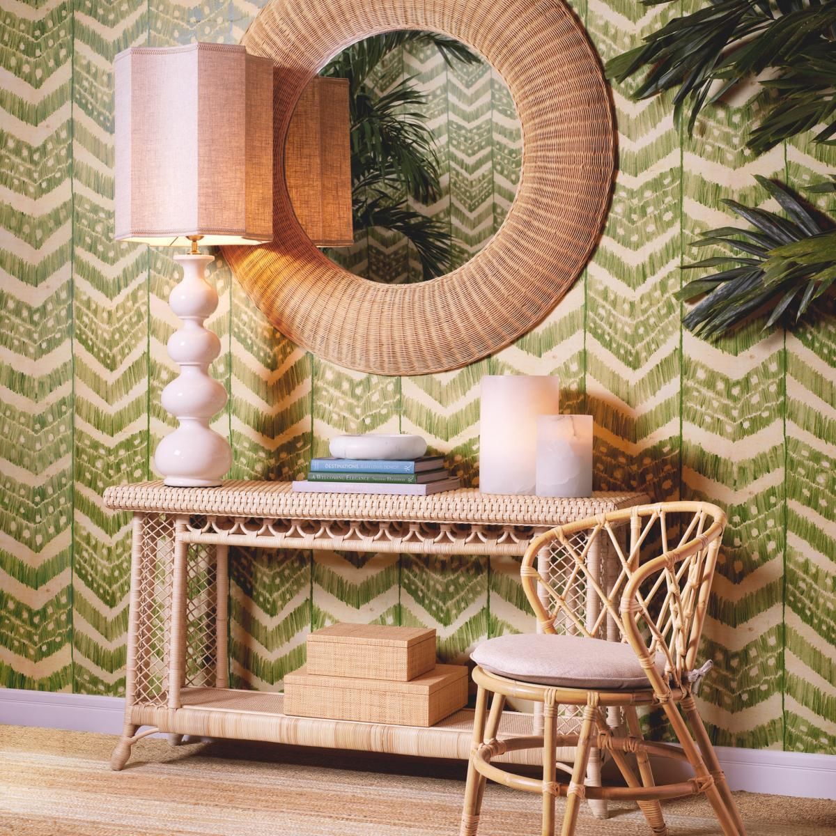 Natural Rattan Console Table With Organic Design photo vinterior