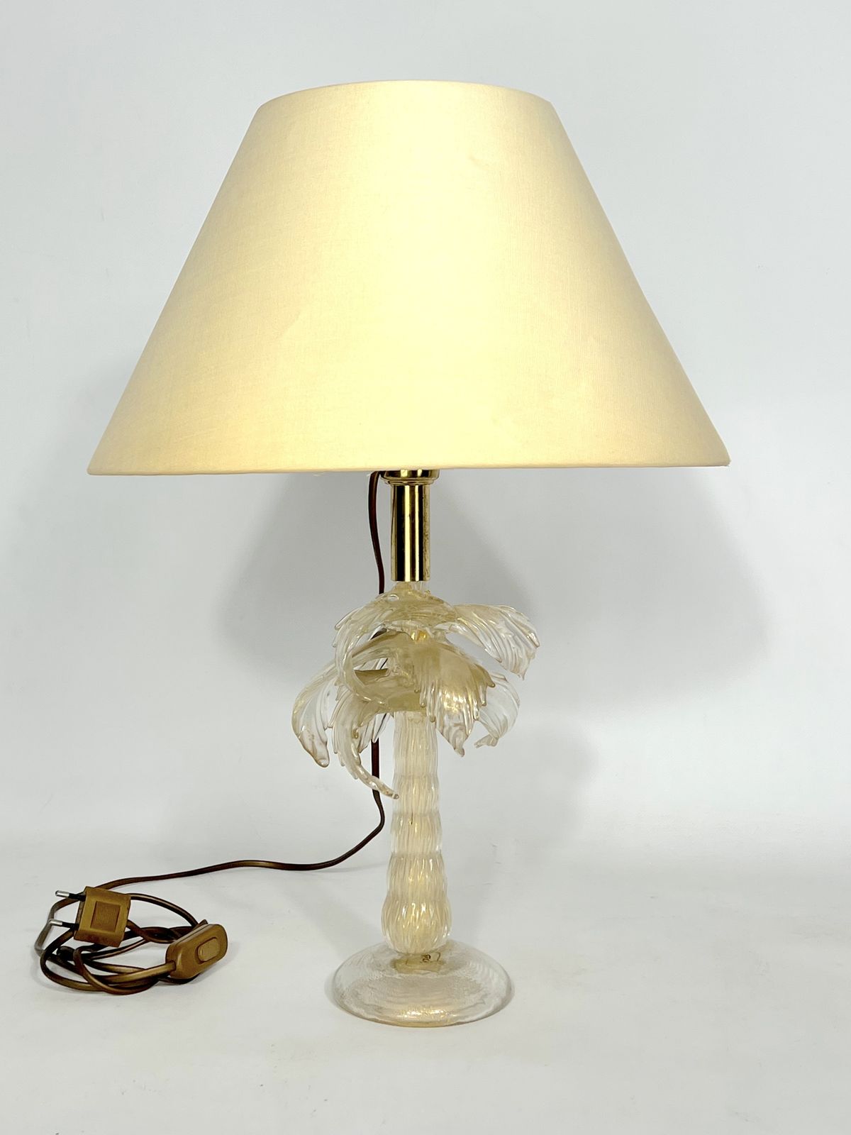 Mid Century Rare Brass And Murano Glass Table Lamp By Tommaso Barbi photo furniture