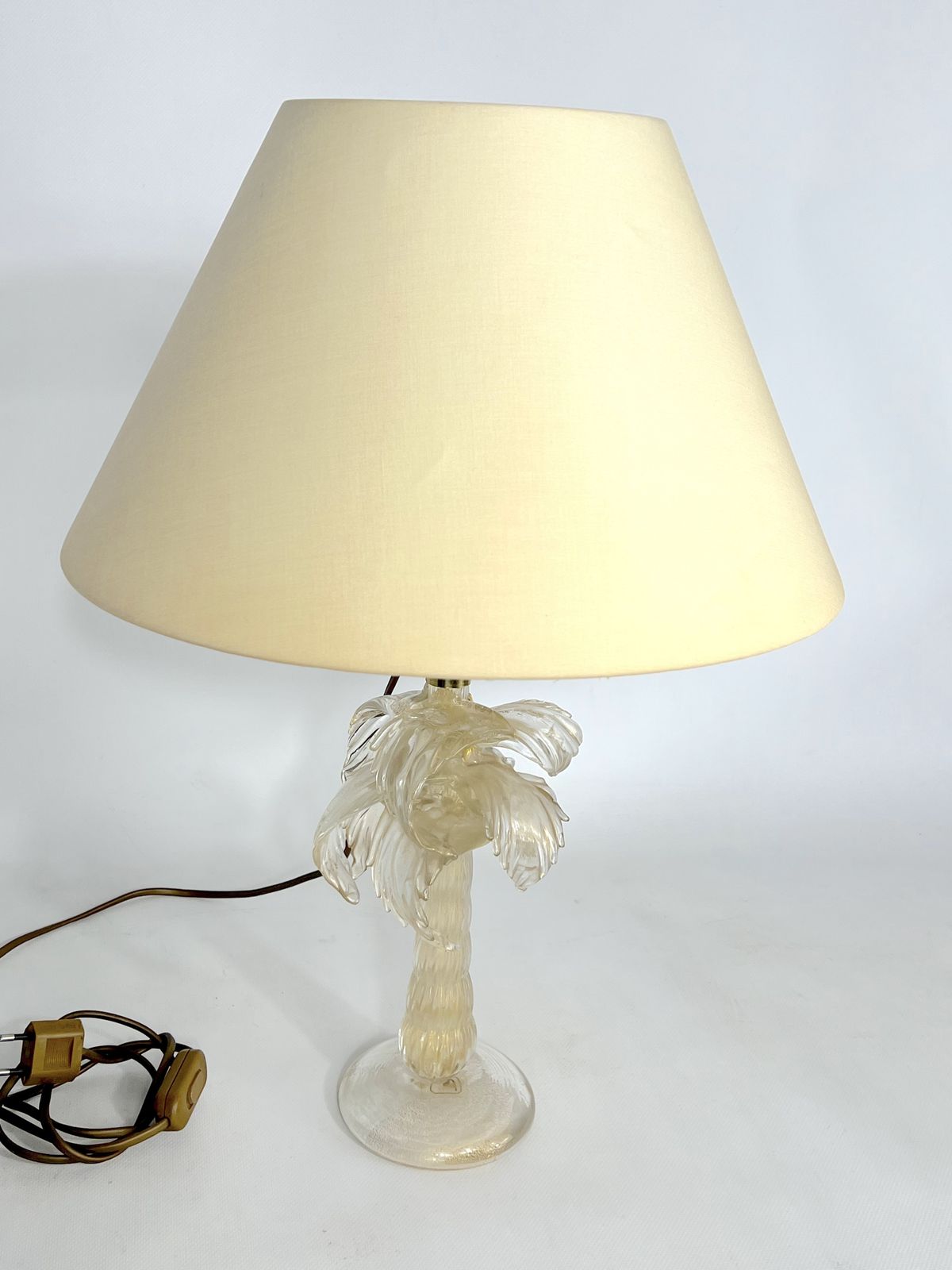 Mid Century Rare Brass And Murano Glass Table Lamp By Tommaso Barbi photo Lighting