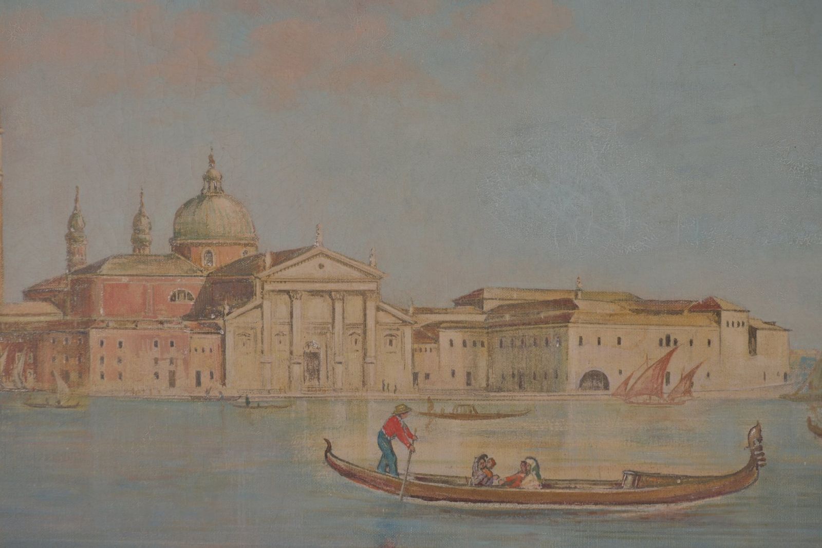 Art Venice With San Marco, Oil On Canvas In A Gold Frame photo