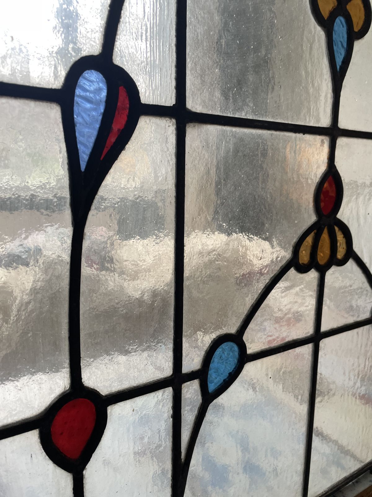 Victorian  Leaded & Coloured Glass Window Panel With Stylised Floral Motif C1890 photo furniture