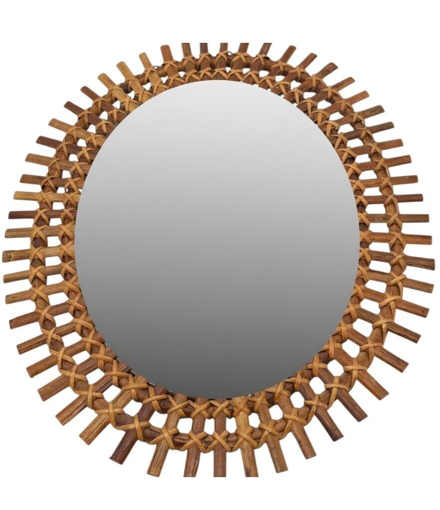 775.0 An Italian Oval 1970s Split Cane Bamboo Mirror By Franco Albini For Bonacina photo