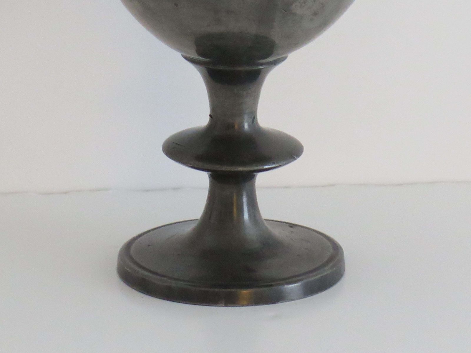 345.0 Rare 18th Century Pewter Chalice Or Goblet With Knife Knop, English Ca 1770 photo