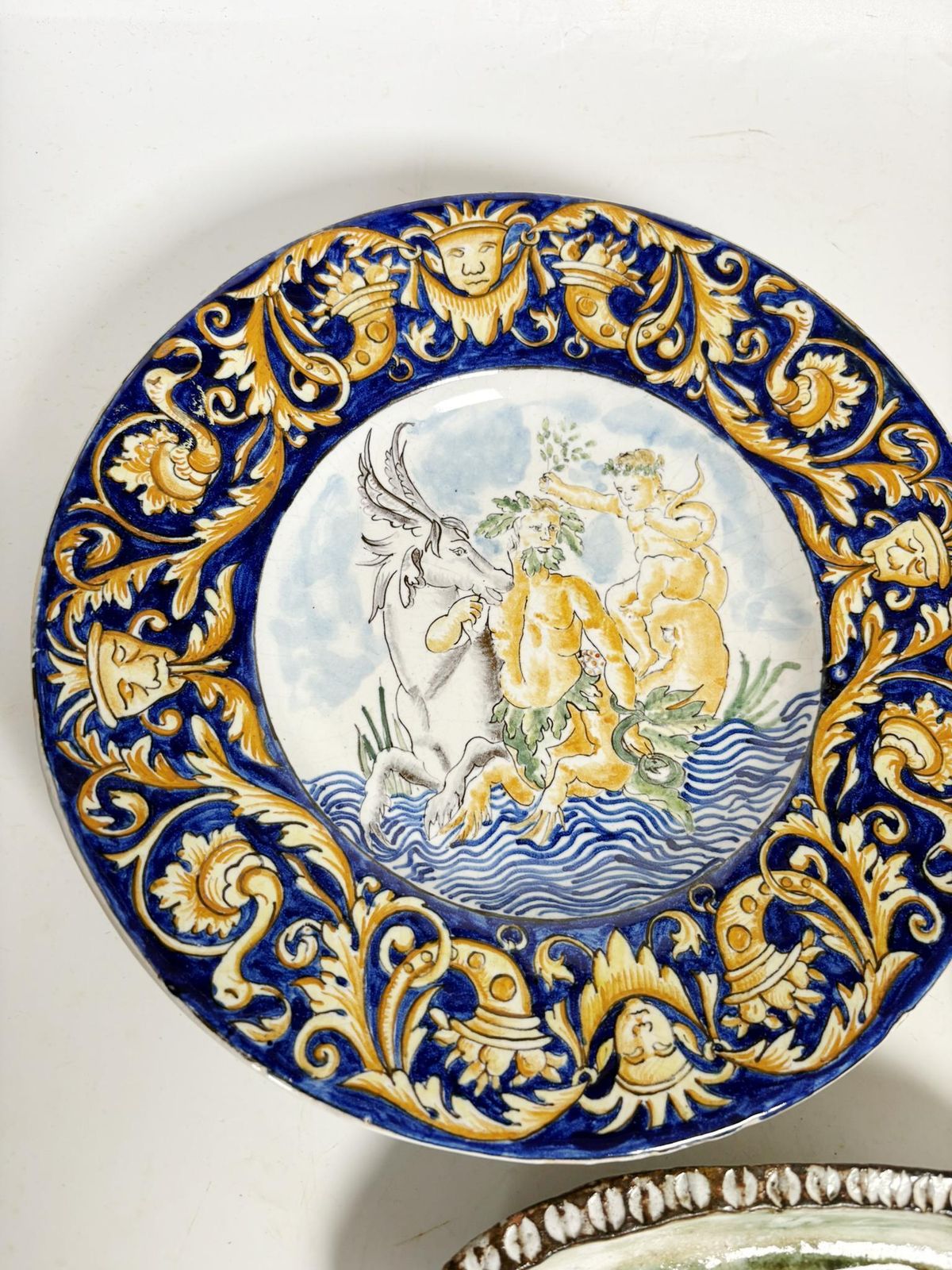 Set Of 2 Majolica Plates, Early 20th Century And An Earthenware Dish, France photo Home Decor