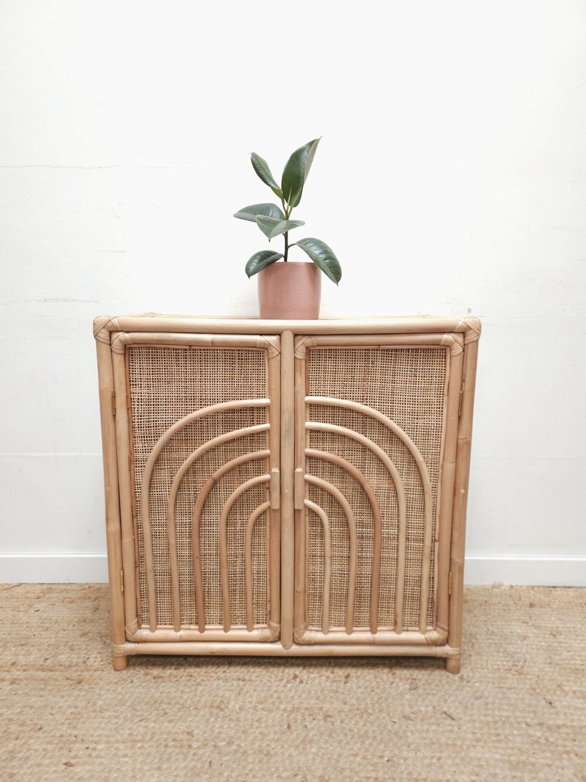 Retro Style Bamboo Cupboard Wicker Cabinet Rattan Vgc Delivery