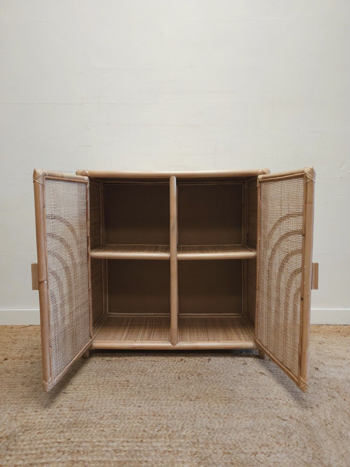 Retro Style Bamboo Cupboard Wicker Cabinet Rattan Vgc Delivery photo Furniture