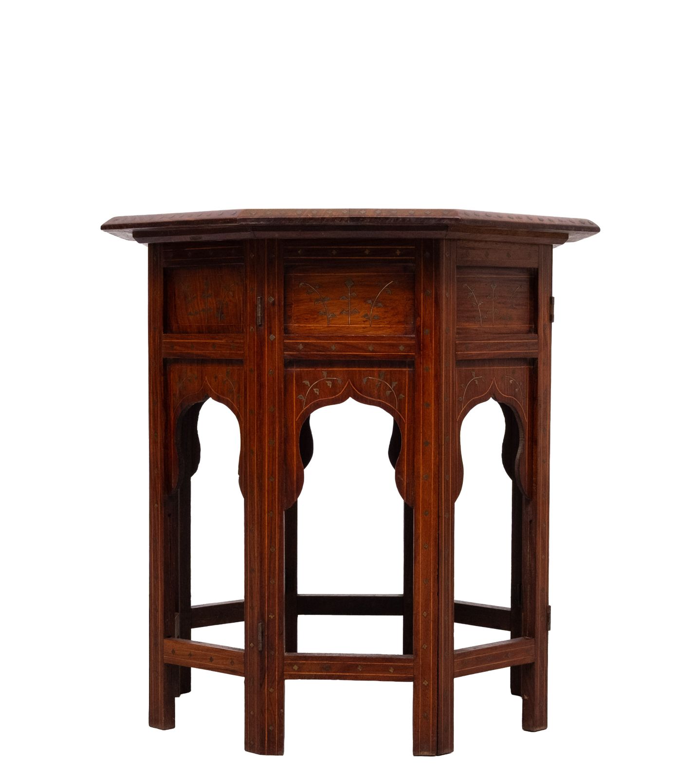 Fabulous Hoshiarpur Anglo Indian Brass Inlaid Hardwood Occasional Coffee Table photo Furniture