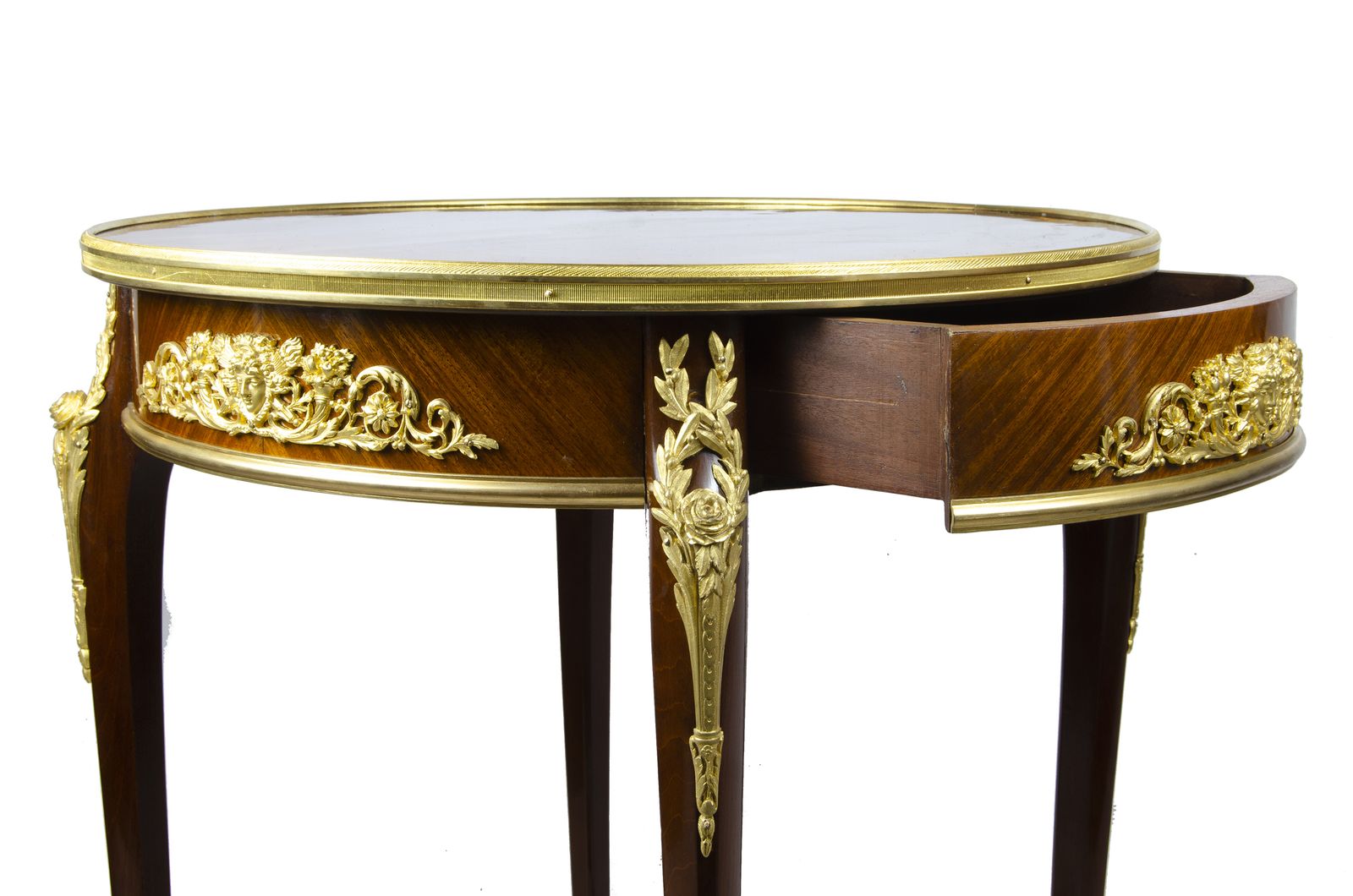 Late 19th Century Louis XV Circular Gueridón Table With Ormolu Accents Attributed To François Linke For Maison Forest, France photo buy