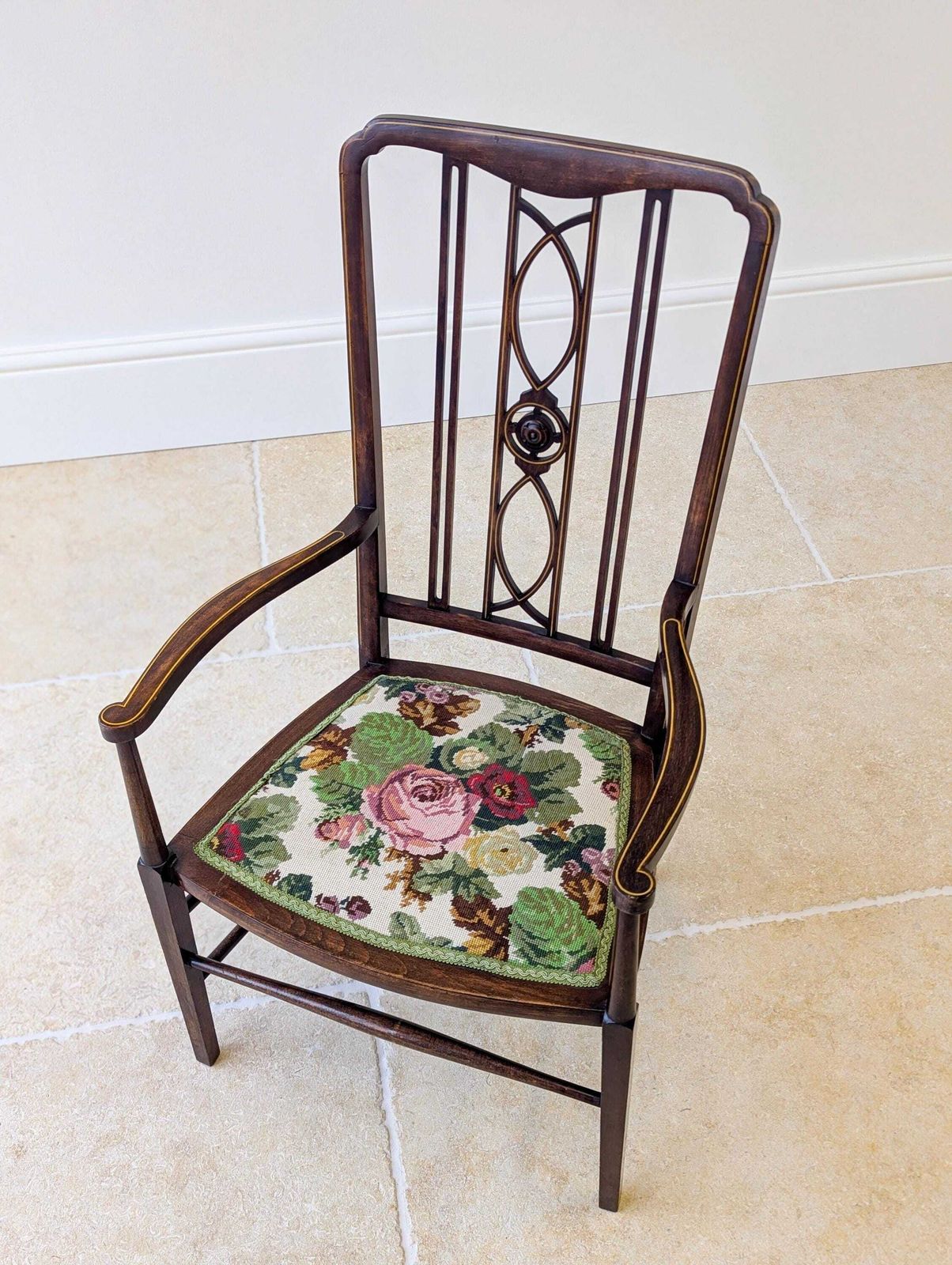 Antique Edwardian Mahogany Elbow Chair C.1910 photo furniture