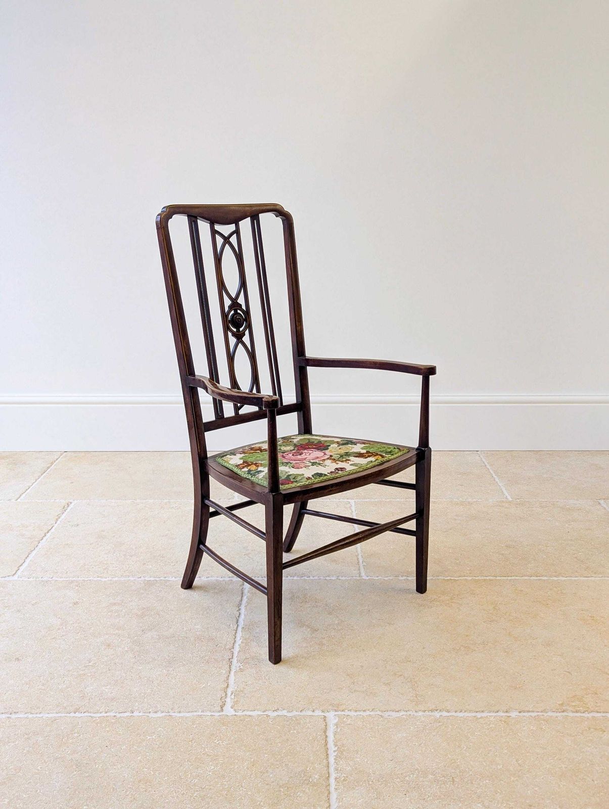 photo vinterior Antique Edwardian Mahogany Elbow Chair C.1910
