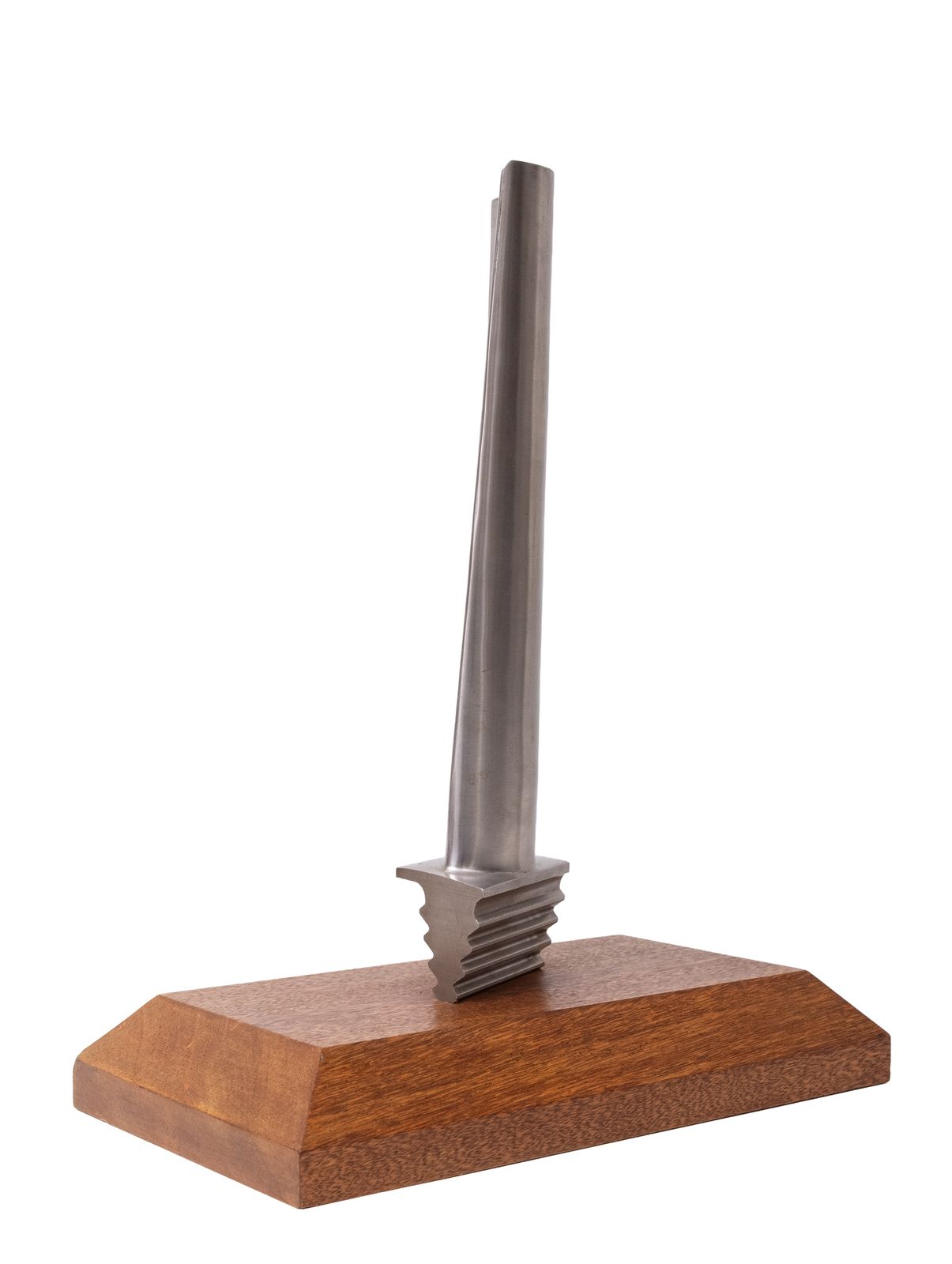 Original Jet Engine Or Turbine Window (Blade) On A Thick Solid Oak Stand . photo Home Decor