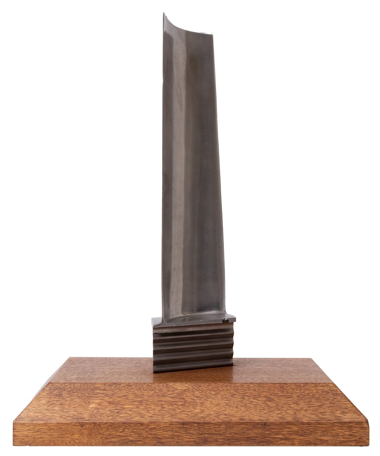 Original Jet Engine Or Turbine Window (Blade) On A Thick Solid Oak Stand . photo vinterior