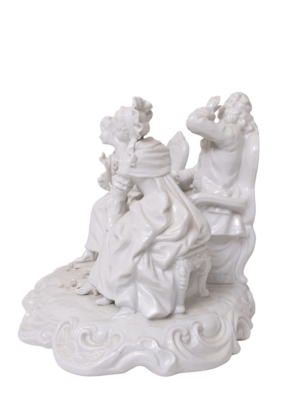 photo vintage ''The Gossip'' Classic Glazed Porcelain Group Germany 1920s
