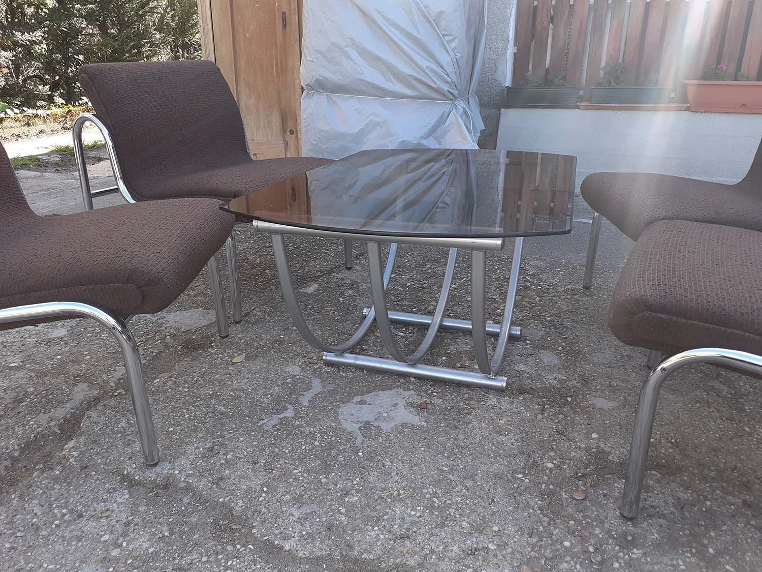 Hungarian Chrome Plated Metal Table And Dining Chairs Set, 1960s, Set Of 5 photo 1950.0